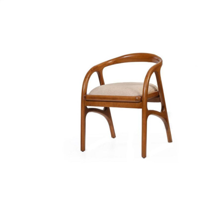 Brown luxury upholstered dining room chair design with armrests single-seater