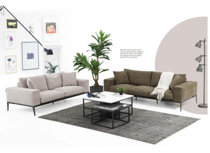 3-Piece Sofa Set 3 Seater Sofa Set Grey Sofas Modern Group Set New
