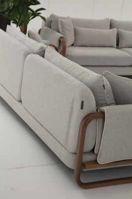 Sofa Set 431 Seater Armchair Modern Fabric Gray Set Living Room Group