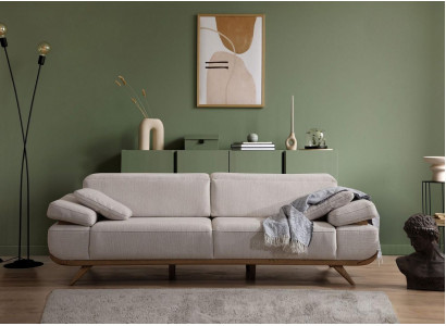 Light beige fabric sofa designer upholstered sofas living room couches 3-seater