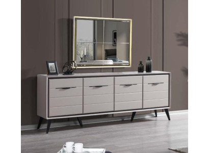 White 4-door dining room sideboard designer luxury glass mirror