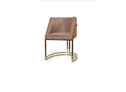 Luxurious Beige Stainless Steel Chair Dining Room Furniture Armrest Single Seater