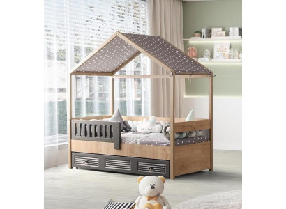 Kids' bed frame 200 cm wooden bed children's room bed frames gray