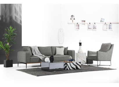 Two-seater living room set armchair double-seater fabric sofas modern design gray