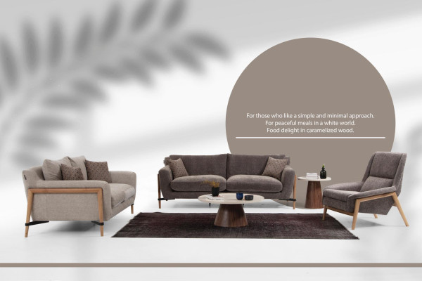 3-piece sofa set: 2-seat sofa, modern fabric set, blue group, living room