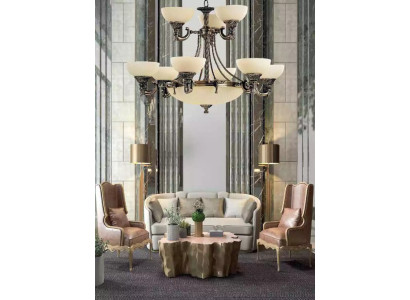 Chandelier ceiling light large ceiling lamp beige glass lamp