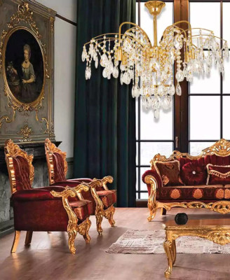 Chandelier French Gold in the Living Room Light Luxurious Lamps