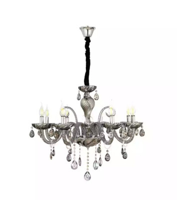 Chandelier smoke crystal in the living room, new chic luxury at home