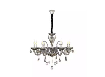 Chandelier smoke crystal in the living room, new chic luxury at home