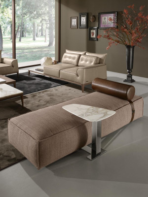 Luxury Chaise Longue Fabric Living Room Design Sofa Brown Furniture Couches Prianera