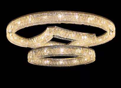 Chandelier made of chrome-plated stainless steel crystal in foyer luxury new
