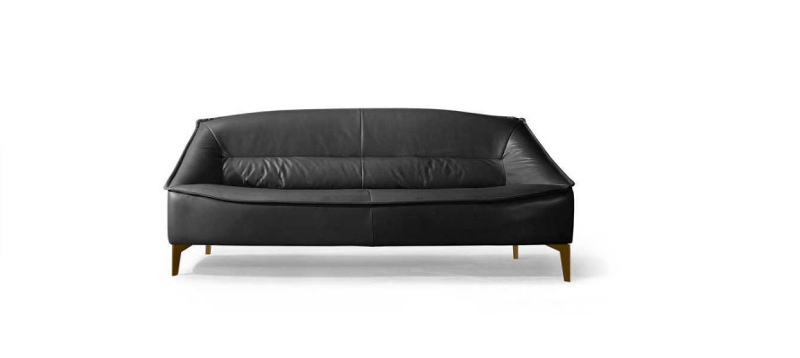 Three-seater luxury sofa, 3-seater sofas seating, leather design couch, furniture style black.