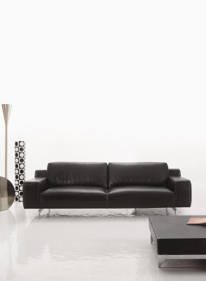 Three-seat luxury sofa 3-seater sofas seating design couch furniture style leather black