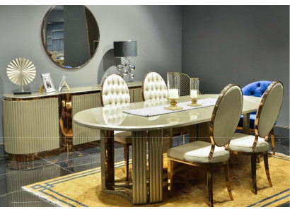 Dining area luxury dining room dining set dining table beige set 7-piece wood chairs