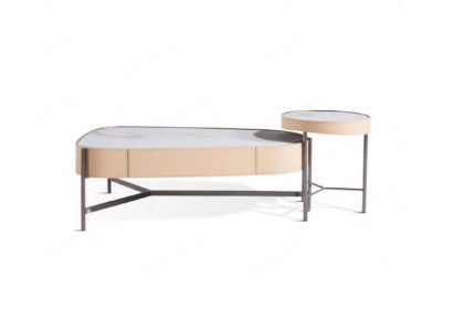 Living room set: 2x coffee table beige modern luxury stainless steel