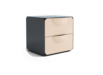 Beige nightstand with 2 drawers, bedroom night console, wooden console.