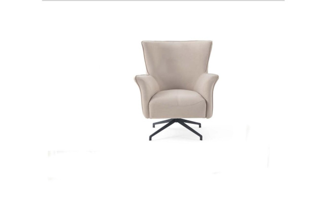 Beige living room single designer relaxation upholstered armchair with metal legs