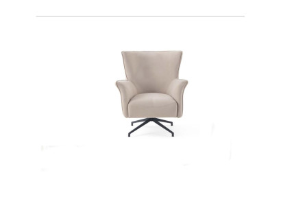 Beige living room single designer relaxation upholstered armchair with metal legs