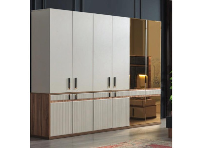 White wardrobe 10-door wooden bedroom cupboard furniture