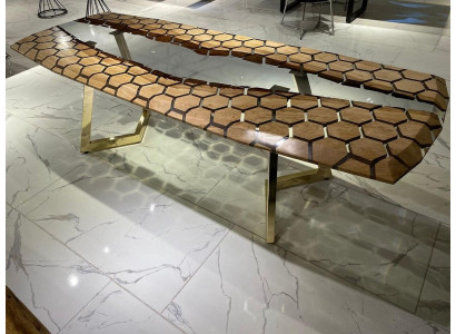 XXL dining room table dining table epoxy resin kitchen table large wood brown