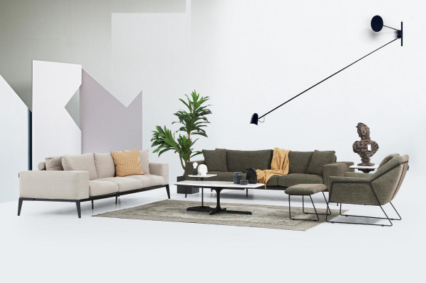 Modern sofa set luxury sofas three-seater armchair complete set gray