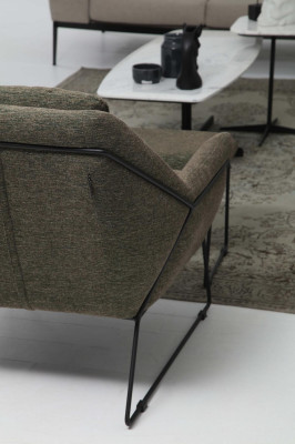 Modern green sofa set two-seater armchair fabric furniture grey luxury set