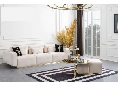 Large white five-seater luxury sofa living landscape living room modern