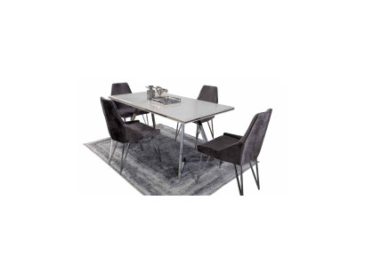 Complete set dining table, 4x chairs, dining room set, dining group, metal table, new