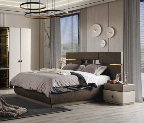 Bedroom set luxury bed brown color and 2x nightstands 3 pieces new