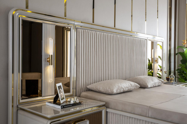 Bed White Beautiful Design Modern Double Beds Bedroom Elegant Furniture New