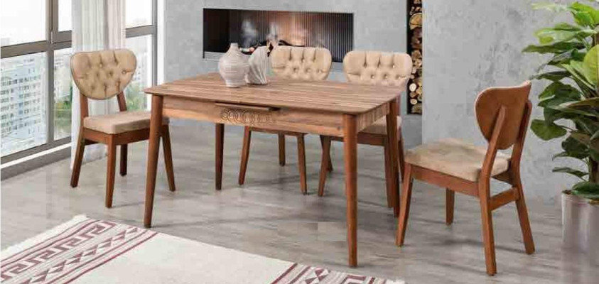 Beige Dining Room Set Luxury Set 4x Chairs Chesterfield New