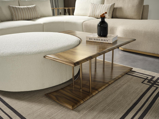 Coffee table, table, side table, living room, modern, white, round, fabric, wood