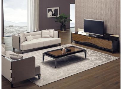 Upholstered Furniture Sofa Couch Designer 2x Three-Seater Sofas Modern White Interior