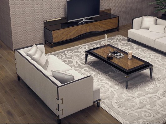 Upholstered Furniture Sofa Couch Designer 2x Three-Seater Sofas Modern White Interior