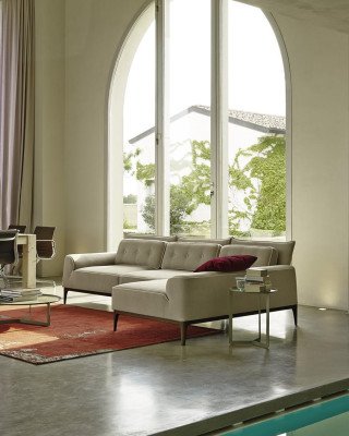 Modern design grey sectional sofa fabric L-shaped couch living room sofa PRIANERA