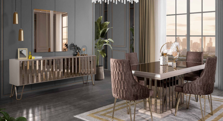 Designer Braun Dining Room Set Dining Group Dining Table 4x Chairs 7-piece new