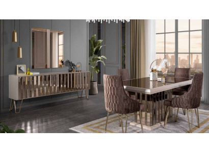 Designer Braun Dining Room Set Dining Group Dining Table 4x Chairs 7-piece new