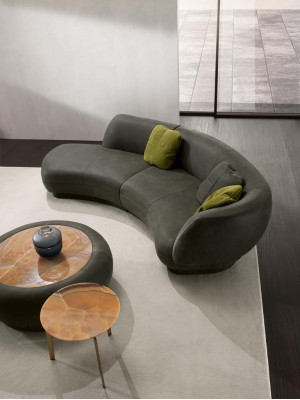Textile Sofa 3-Seater Upholstered Leather Modern Relax Seat Luxury Furniture Corner Sofa Round