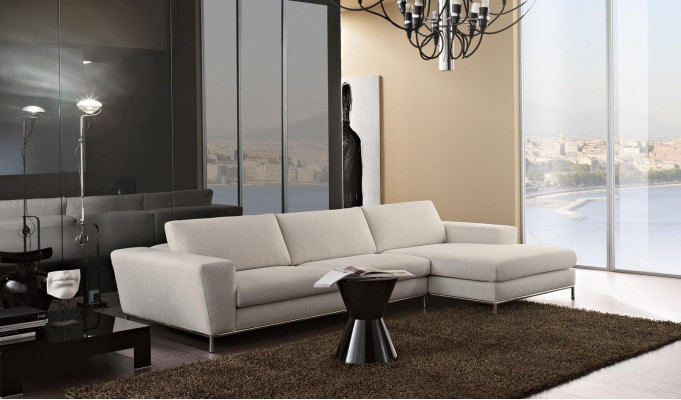 Textile luxury corner sofa L-shape upholstery modern white seating furniture living room corner new
