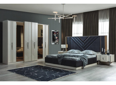 Bedroom beds designer wardrobe wood bedside tables set