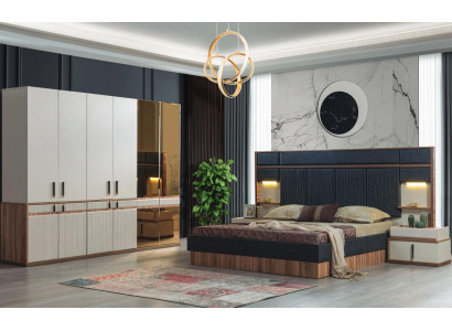 Furniture Luxury Bed 2x Nightstands Wardrobe Bedroom Set