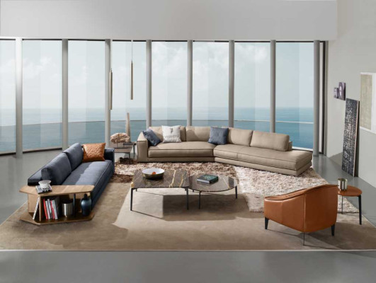 Sofas Room Furniture Three-Seater Design Three-Seater Couch Upholstered Sofa Blue Prianera