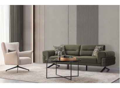 Green-White Living Room Suite Exclusive Three-Seater Upholstered Armchair