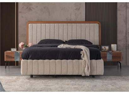 Stylish bedroom furniture luxurious upholstered bed wood nightstands