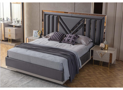 Black stainless steel double bed exclusive bedroom furniture nightstands