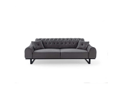 Gray Chesterfield 3-Seater Elegant Three-Seater Designer Living Room Couch