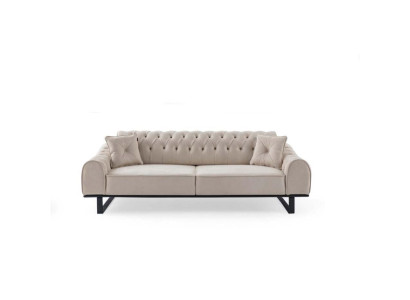 Exclusive beige 3-seater living room sofas designer luxury couches new