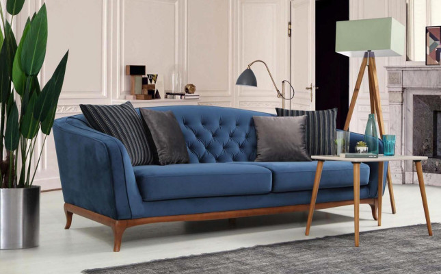 Chesterfield Suite Sofa Suite Luxury Sofa 4+3+1 Seater Group Fabric