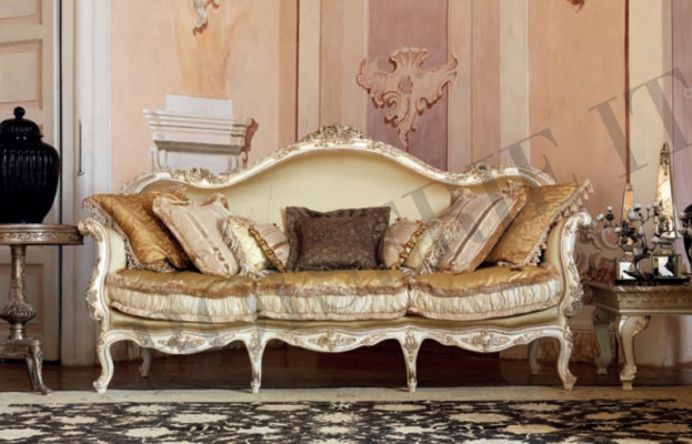 Sofa Upholstery Wood Sofas Couch Baroque Rococo Luxury Italy Three-Seater Furniture New