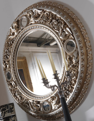 Solid wood mirror, classic real wood Italian design wall mirror.
